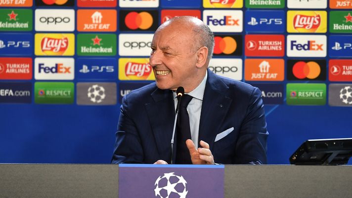 COMO, ITALY - JUNE 05: CEO Giuseppe Marotta of FC Internazionale speaks to the media during the FC Internazionale press conference before the Final Champions League match between Manchester City and FC Internazionale at Appiano Gentile on June 05, 2023 in Como, Italy. (Photo by Mattia Pistoia - Inter/Inter via Getty Images) Inter, Marotta e Ausilio non hanno dubbi: “In difesa il nome in testa è uno solo” - immagine 1