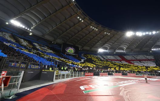ROMA, ITALIA - 24 MAGGIO: Tifosi dell'FC Internazionale durante la finale di Coppa Italia tra ACF Fiorentina e FC Internazionale allo Stadio Olimpico il 24 maggio 2023 a Roma, Italia. (Foto di Francesco Scaccianoce - Inter/Inter via Getty Images) Coppa Italia Coreografie