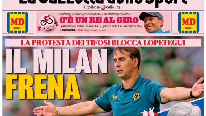 PRIMA PAGINA GAZZETTA DELLO SPORT OGGI: “Inzaghi al rinnovo, ci metto la firma”