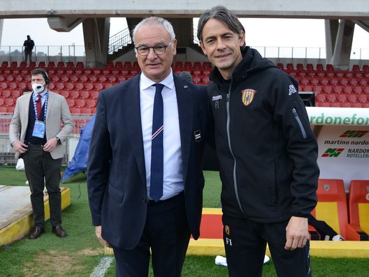 BENEVENTO, ITALY - FEBRUARY 07: Claudio Ranieri, head coach of Sampdoria and Filippo Inzaghi, head coach of Benevento pose for a photo prior to the Serie A match between Benevento Calcio and UC Sampdoria at Stadio Ciro Vigorito on February 07, 2021 in Benevento, Italy. Sporting stadiums around Italy remain under strict restrictions due to the Coronavirus Pandemic as Government social distancing laws prohibit fans inside venues resulting in games being played behind closed doors. (Photo by Francesco Pecoraro/Getty Images) Rissetto (Primocanale): “Giampaolo? Oggi anche Mourinho faticherebbe al Toro”- immagine 2