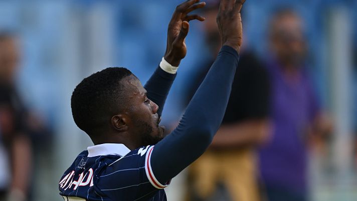 Keita Balde dell'A.C. Monza esulta dopo aver segnato il gol dello 0-1 durante l'ottava giornata del campionato di Serie B tra Frosinone Calcio e A.C. Monza allo stadio Benito Stirpe di Frosinone Serie B, ottavo atto: in parità lo scontro al vertice, cambi in panchina in vista - immagine 1