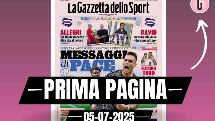 Prima pagina Gazzetta dello Sport: 'Un Milan vincente. Allegri già al lavoro'