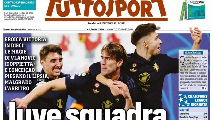 prima pagina tuttosport oggi