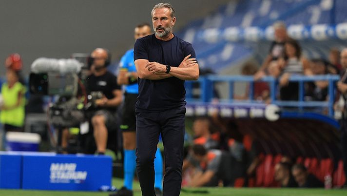 Davide Dionigi, allenatore della Reggiana Calcio, guarda durante la partita di Serie B tra Empoli e Reggiana allo Stadio Mapei - Città del Tricolore il 29 agosto 2025 a Reggio nell'Emilia Dionigi