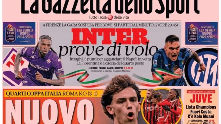 PRIMA PAGINA GAZZETTA DELLO SPORT OGGI: “Inzaghi al rinnovo, ci metto la firma”