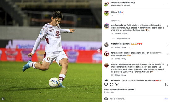 Fiorentina-Torino, i giocatori sui social: “Capitan goleador e spirito Toro”- immagine 3
