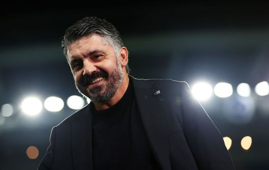 BRIGHTON, ENGLAND - DECEMBER 14: Gennaro Gattuso, Head Coach of Marseille, looks on prior to the UEFA Europa League match between Brighton & Hove Albion v Olympique de Marseille at American Express Community Stadium on December 14, 2023 in Brighton, England. (Photo by Bryn Lennon/Getty Images) gennaro-gattuso-milan-italia-calabria-passione-denaro-sogno-mondiale-2026-rino-new-jersey