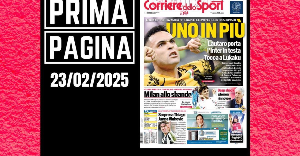 Prima pagina Corriere dello Sport: il Torino vince 2 1. Il Milan è allo sbando