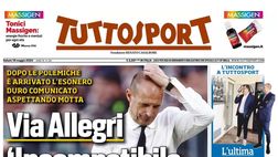 PRIMA PAGINA TUTTOSPORT OGGI: “Via Allegri, “Incompatibile coi valori Juve”