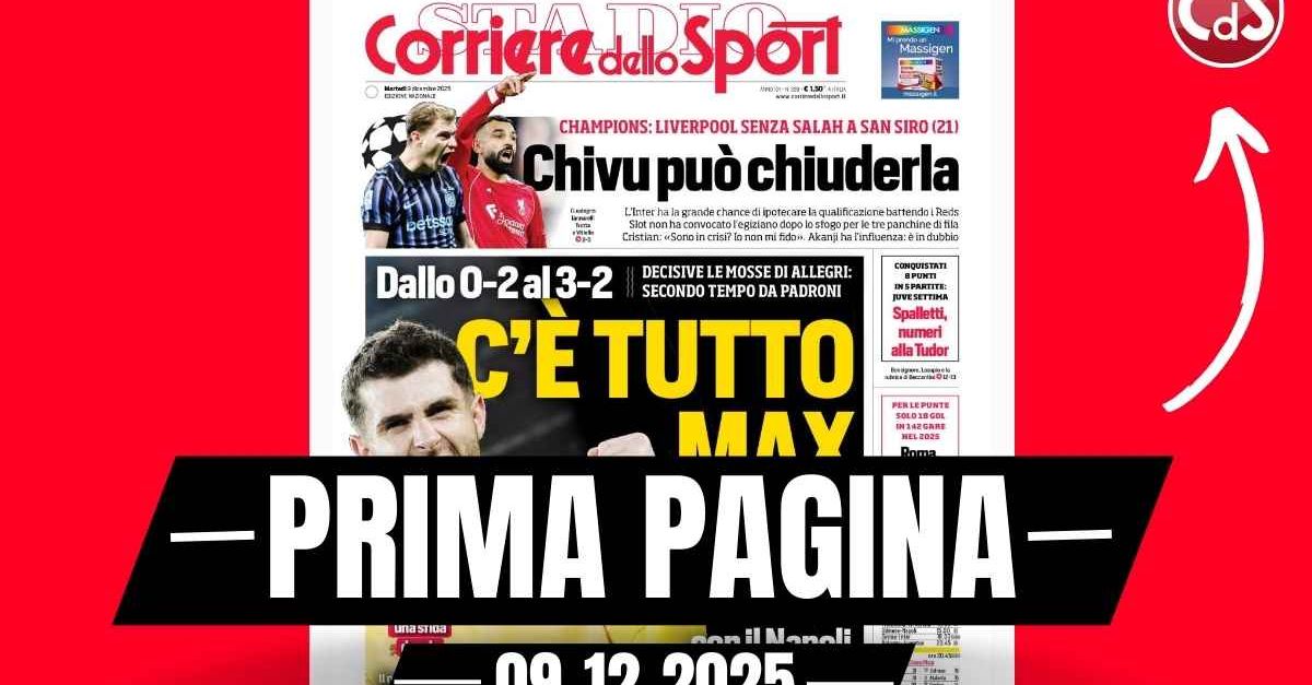 Prima pagina Corriere dello Sport: “C’è tutto Max: asso Pulisic, Toro ribaltato, Milan primo” Prima pagina Corriere dello Sport: “C’è tutto Max: asso Pulisic, Toro ribaltato, Milan primo”