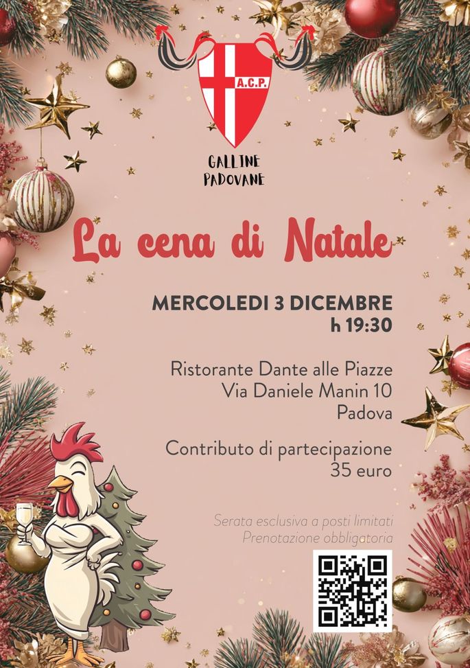 La Cena di Natale Galline Padovane Galline Padovane, iscrizioni aperte per la cena di Natale. Con assaggio di un piatto speciale…- immagine 2