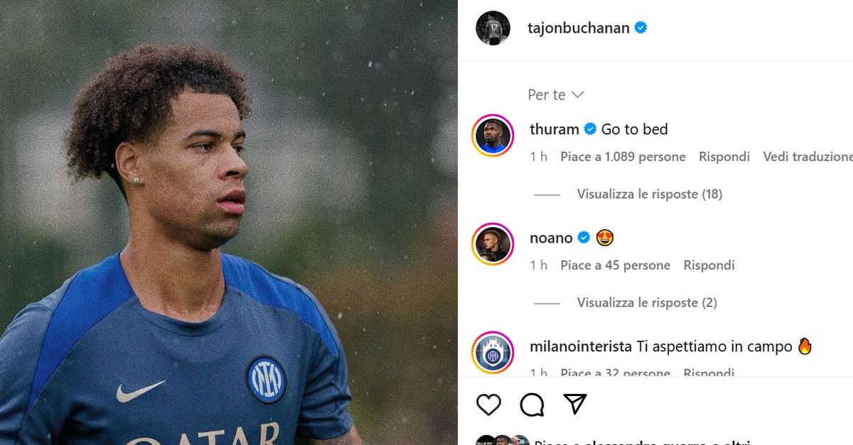 Buchanan in serata posta una sua foto, Thuram impietoso: “Vai a dormire”