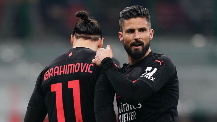 Ibrahimovic Giroud AC Milan Milan-Napoli 0-1 Serie A 2021-2022