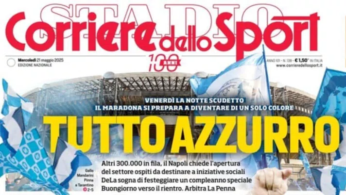 prima pagina corriere dello sport oggi