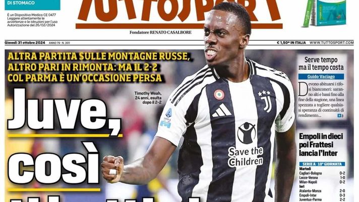 prima pagina tuttosport oggi