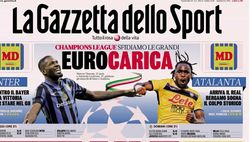 PRIMA PAGINA GAZZETTA DELLO SPORT: “Eurocarica”