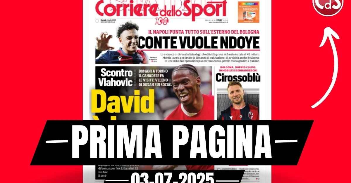 Prima pagina Corriere dello Sport: il Milan avanza per Jashari