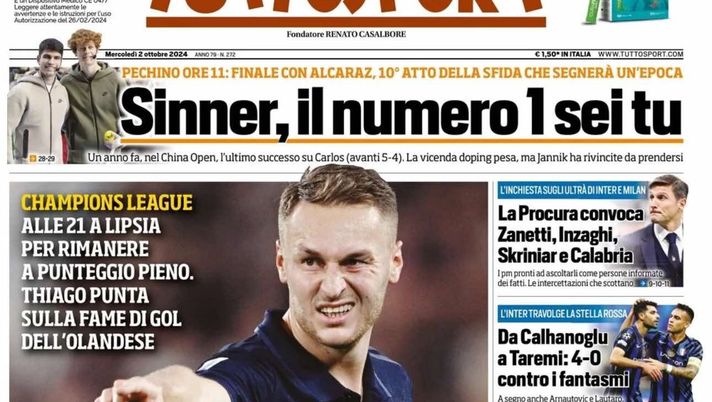 prima pagina tuttosport oggi