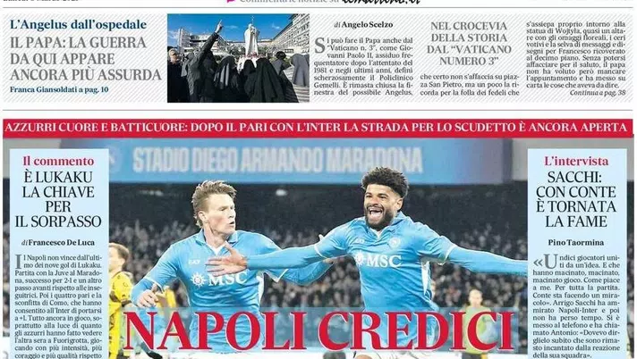 prima pagina il mattino oggi