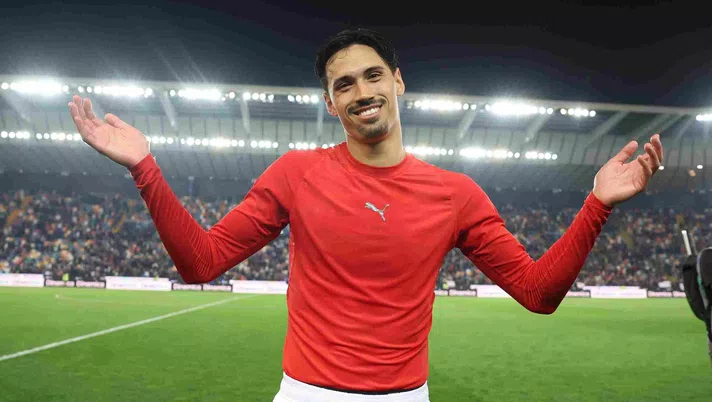 Tijjani Reijnders (centrocampista AC Milan), qui durante Udinese-Milan 0-4 (Serie A 2024-2025)