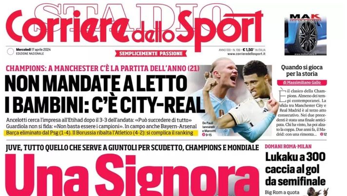 prima pagina corriere dello sport oggi
