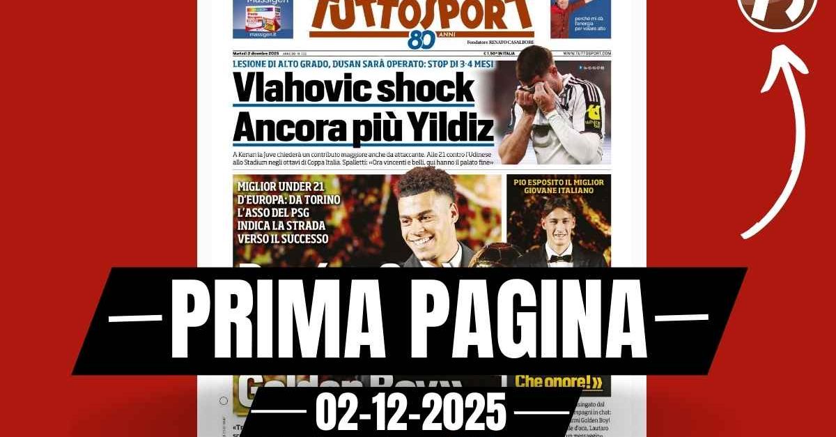 prima pagina tuttosport juventus vlahovic shock dou233 8216cos236 si diventa golden boy 