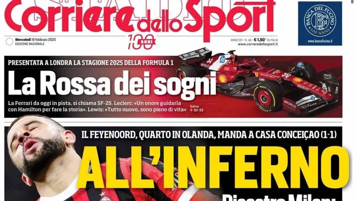 prima pagina corriere dello sport oggi