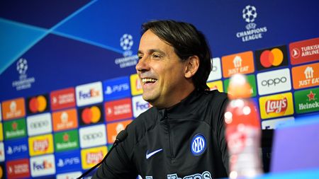 MILAN, ITALY - OCTOBER 23: Head Coach Simone Inzaghi of FC Internazionale speaks with the media during the press conference to present UEFA Champions League Group D match between FC Internazionale and FC Salzburg at Stadio Giuseppe Meazza on October 23, 2023 in Milan, Italy. (Photo by Mattia Ozbot - Inter/Inter via Getty Images)