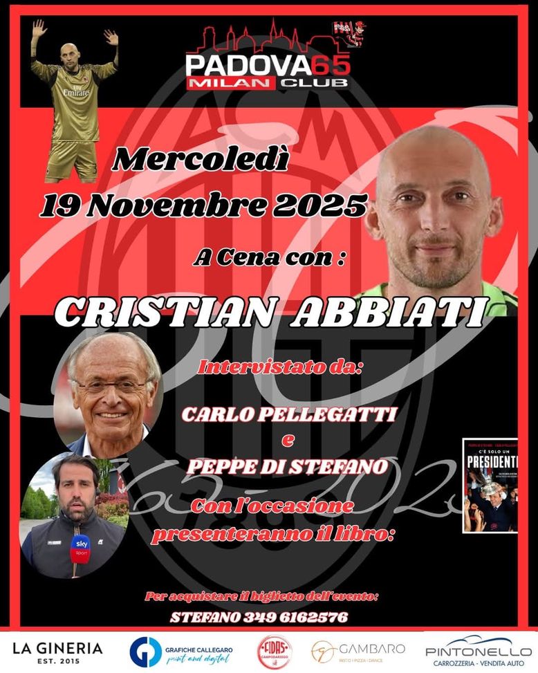 Milan Club Padova 65, una serata speciale: cena con Abbiati e…- immagine 2