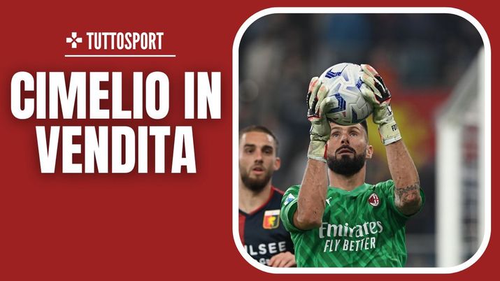 Olivier Giroud (attaccante AC Milan), qui durante Genoa-Milan 0-1 (Serie A 2023-2024), costretto a giocare da portiere per l'espulsione di Mike Maignan | News (Getty Images) Olivier Giroud AC Milan Genoa-Milan 0-1 Serie A 2023-2024