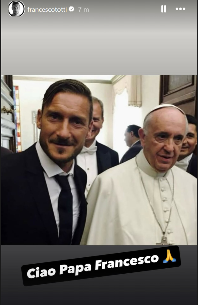 Morte Papa Francesco, da Totti a Mourinho: il cordoglio per la scomparsa del pontefice- immagine 2