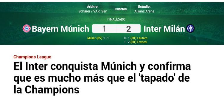 Marca – Nessuno ha mai creduto veramente nell’Inter. Il 2-1 al Bayern dimostra che…- immagine 5