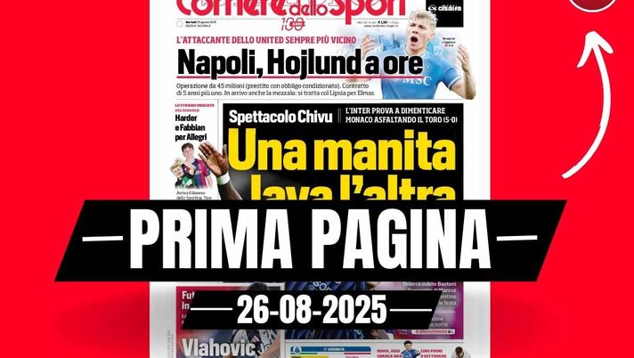 Prima pagina Corriere dello Sport: 'Milan, Harder e Fabbian per Allegri'