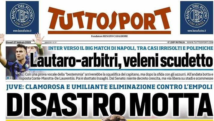 prima pagina tuttosport oggi