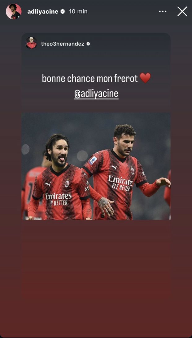 FOTO – Theo Hernandez saluta Adli: “Buona fortuna fratello mio”- immagine 2