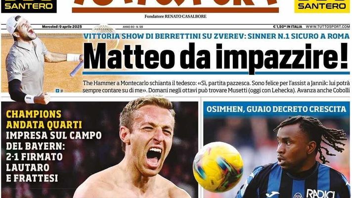 prima pagina tuttosport oggi