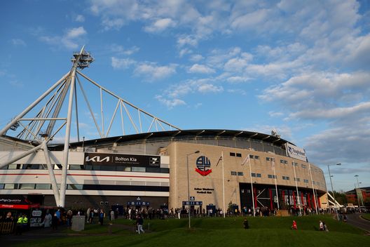 BOLTON, ENGLAND - MAY 07: A general view of the outside of the stadium prior to the Sky Bet League One Play-Off Semi Final 2nd Leg match between Bolton Wanderers and Barnsley at Toughsheet Community Stadium on May 07, 2024 in Bolton, England. (Photo by Michael Steele/Getty Images)