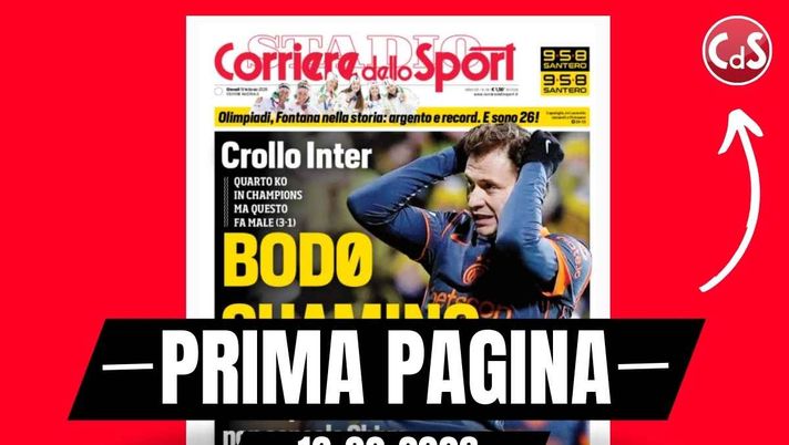 Prima pagina Corriere dello Sport: 'Il +7 in campionato sul Milan non consola Chivu'