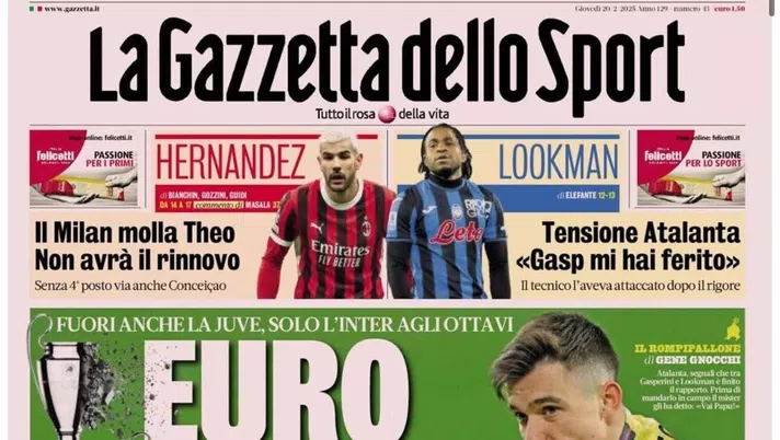 PRIMA PAGINA GAZZETTA DELLO SPORT OGGI: “Inzaghi al rinnovo, ci metto la firma”