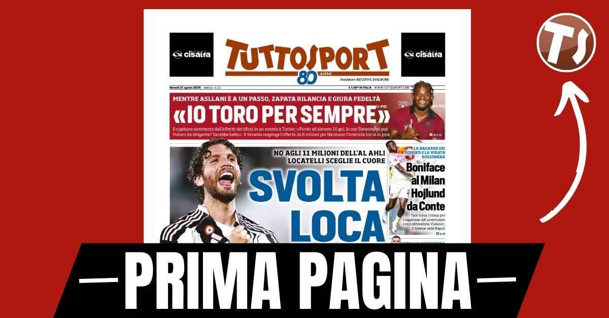 prima pagina tuttosport boniface al milan hojlund da conte