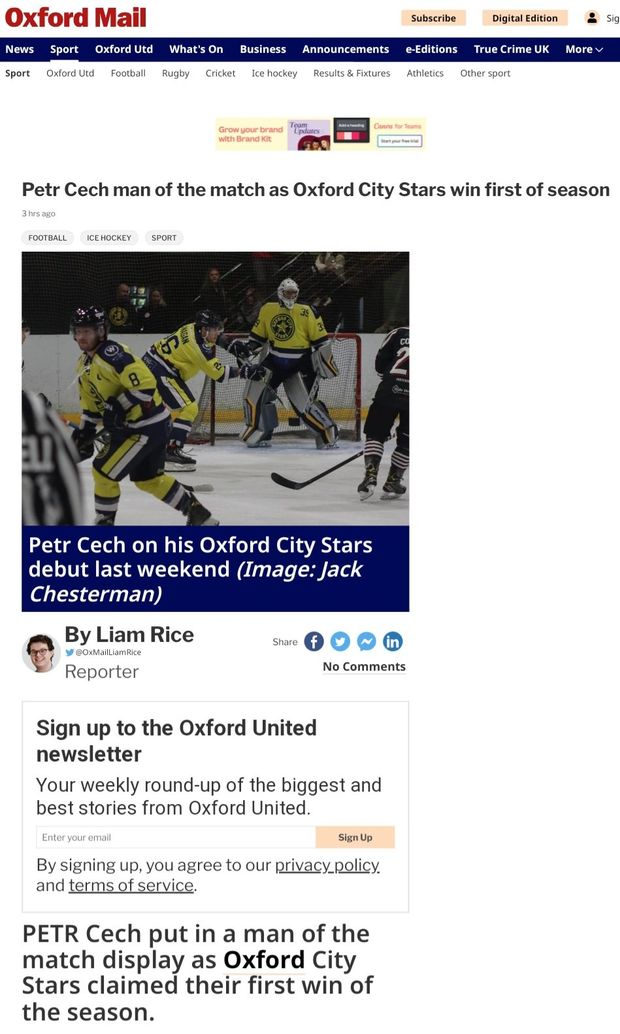 Oxford, l’età è solo un numero: Petr Cech eccelle da portiere di hockey- immagine 3