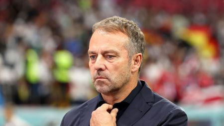 AL KHOR, QATAR - DECEMBER 01: Hans-Dieter Flick, head coach of Germany looks on prior to the FIFA World Cup Qatar 2022 Group E match between Costa Rica and Germany at Al Bayt Stadium on December 01, 2022 in Al Khor, Qatar. (Photo by Alexander Hassenstein/Getty Images)