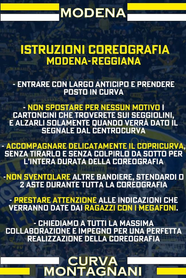 Modena, coreografia per il derby contro la Reggiana: Curva Montagnani, istruzioni per l’uso- immagine 2