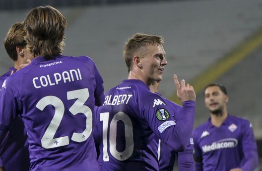 GERMOGLI PH: 12 DICEMBRE 2024 FIRENZE STADIO ARTEMIO FRANCHI CONFERENCE LEAGUE FIORENTINA VS LASK NELLA FOTO GOL ESULTANZA ALBERT Gudmundsson