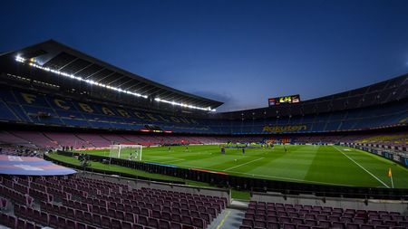 BARCELONA, SPAIN - JULY 08: General view of the stadium prior to the Liga match between FC Barcelona and RCD Espanyol at Camp Nou on July 08, 2020 in Barcelona, Spain. Football Stadiums around Europe remain empty due to the Coronavirus Pandemic as Government social distancing laws prohibit fans inside venues resulting in all fixtures being played behind closed doors. (Photo by Alex Caparros/Getty Images)