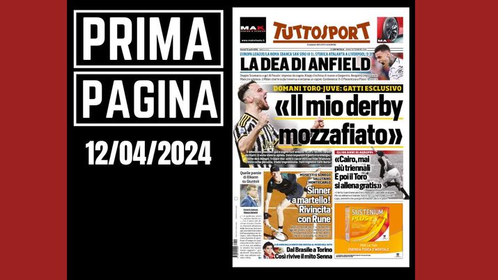 Prima pagina Tuttosport: Milan, reclama un rigore e sbatte sulla traversa