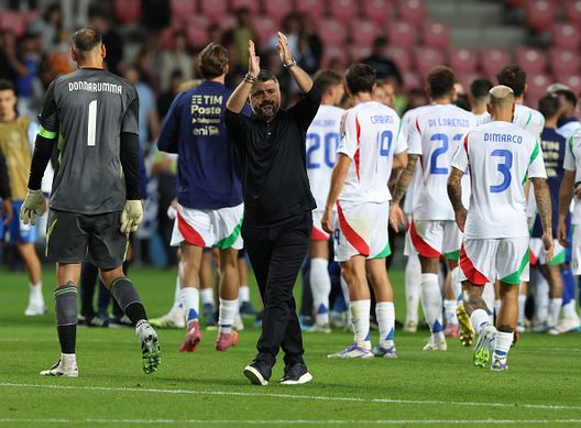 Il CT dell'Italia Gennaro Gattuso festeggia la vittoria al termine della partita di qualificazione alla Coppa del Mondo FIFA 2026 tra Israele e Italia allo Stadio Nagyerdei, l'8 settembre 2025 a Debrecen, Ungheria. (Foto di Claudio Villa - FIGC/FIGC tramite Getty Images) Moldavia-Italia: pronostico, probabili formazioni e precedenti- immagine 2