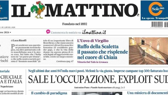 PRIMA PAGINA IL MATTINO OGGI: “Tornano i nostri per risalire in vetta” - immagine 1