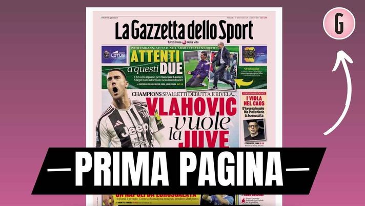 Prima pagina Gazzetta dello Sport: 'Inter e Milan scatenati nell'ammucchiata Scudetto'