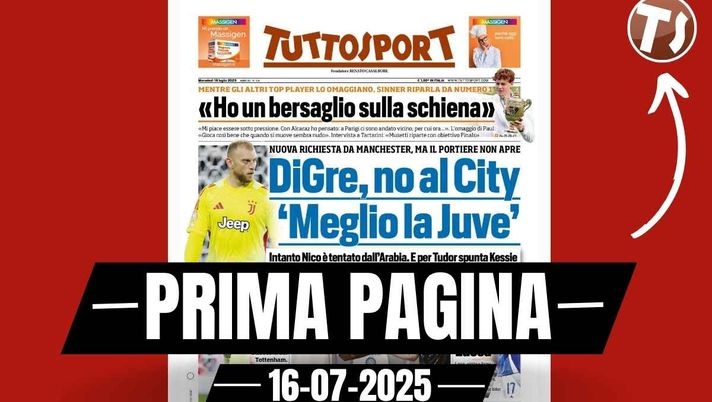 Prima pagina Tuttosport: 'Juventus, per Tudor spunta Kessié'